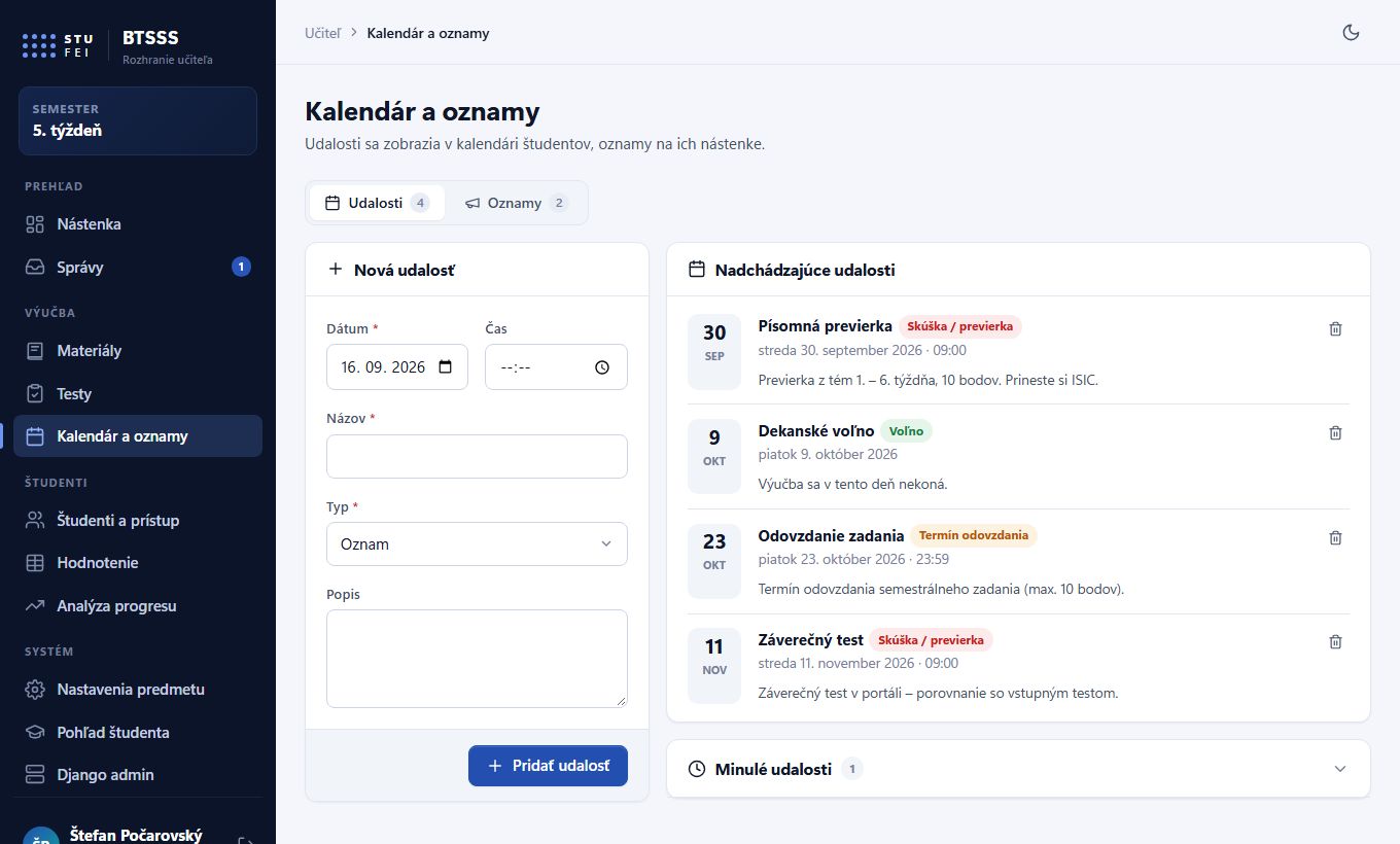 Kalendár a oznamy